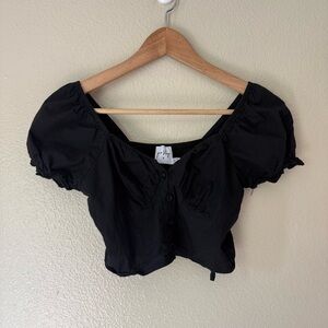 ❇️Polly Black Puff Sleeve Blouse 2 for $22❇️